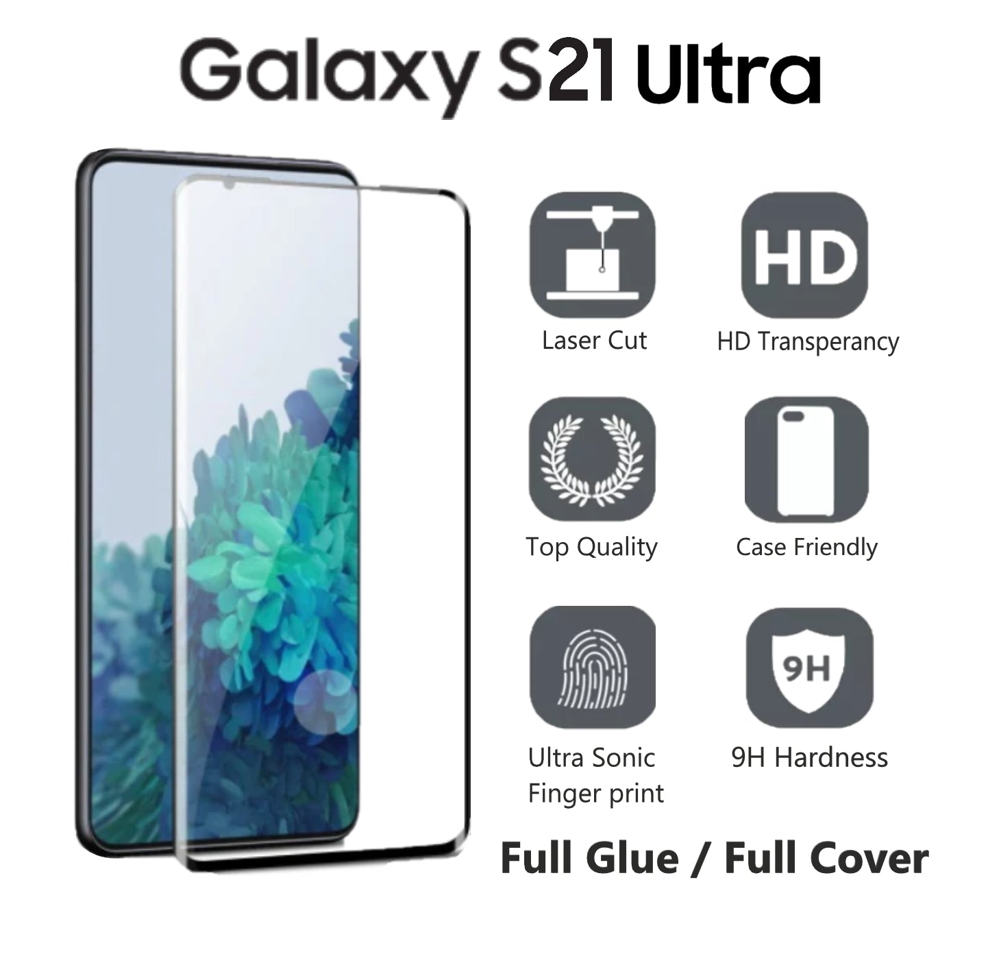 Single Full Glue Samsung S Series Tempered Glass