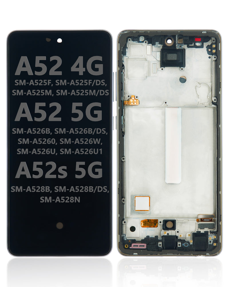 OLED Assembly With Frame For Samsung Galaxy A52 4G (A525 / 2021) / A52 5G (A526 / 2021) / A52S 5G (A528 / 2021) (6.36") Aftermarket Awesome Black