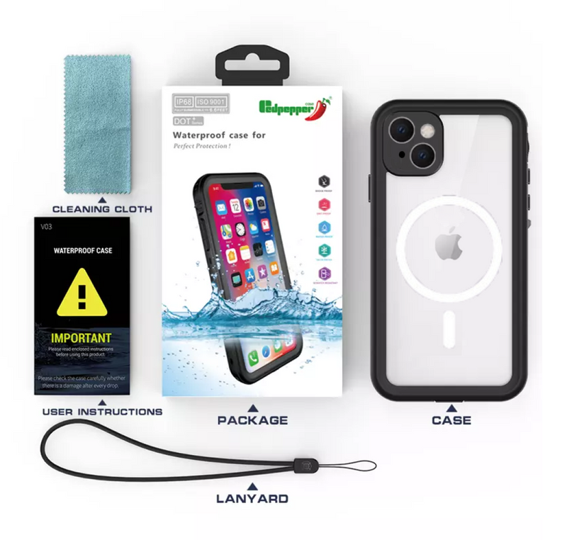 Waterproof Slim Life Proof Case for iPhone 14 Plus Built-in Screen Protector Shockproof Dustproof Heavy Duty Full Body Protective Case
