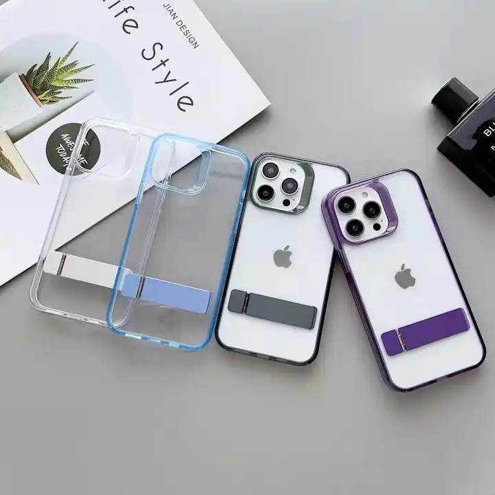 Transparent clear shockproof case cover with stander for Iphone 15