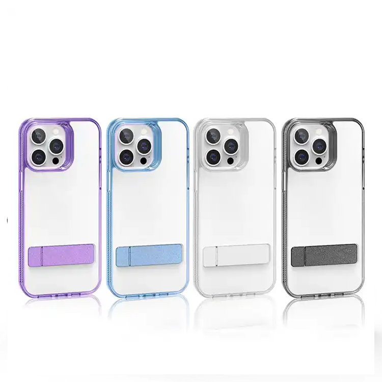 Transparent clear shockproof case cover with stander for Iphone 15