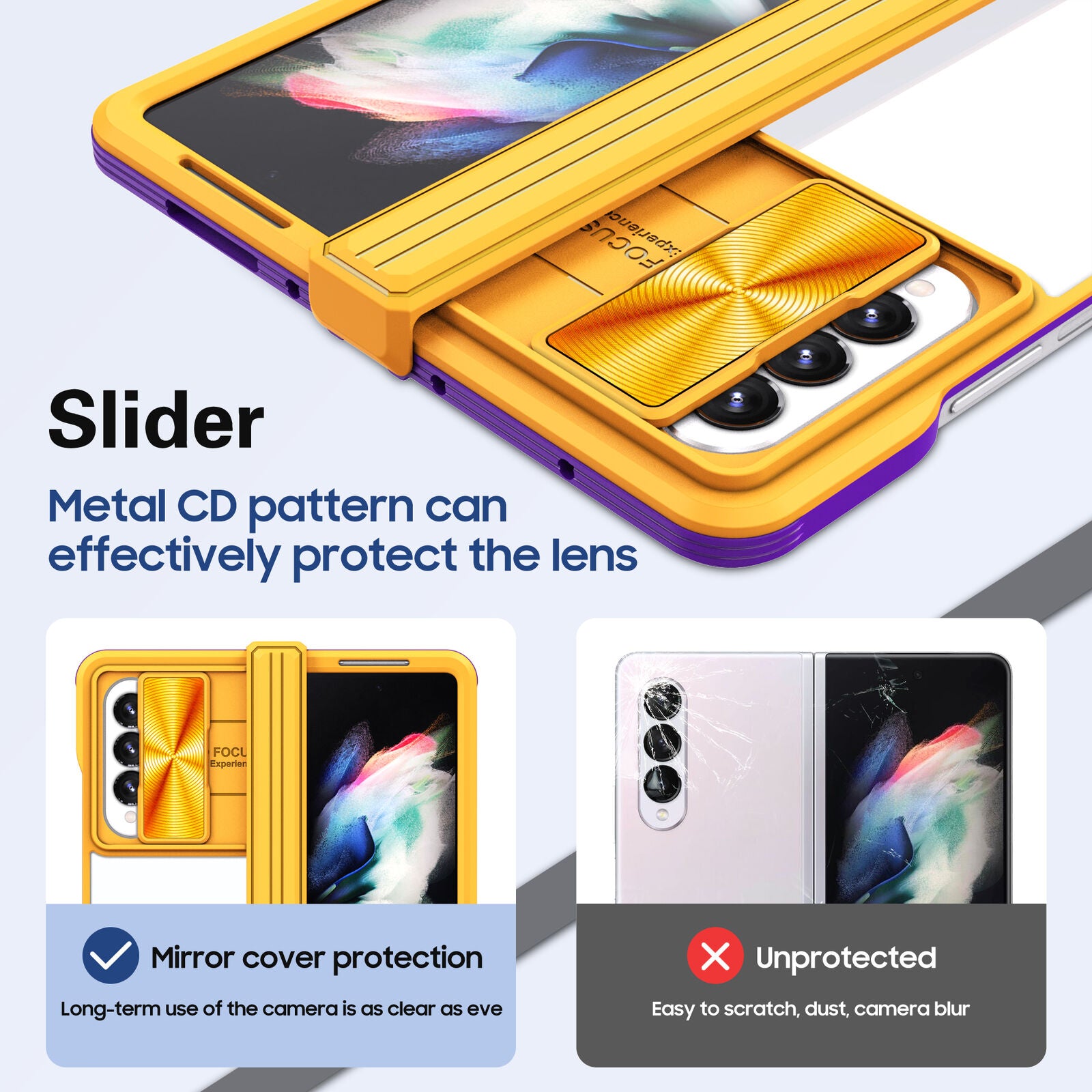PC Hard Case Slide Camera Lens Protection Cover For Samsung Galaxy Z Fold 4 5G