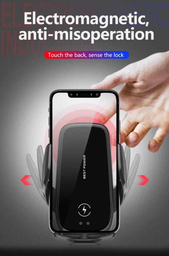 Mobile Stand for Car with Wireless charger, Black (M11L)