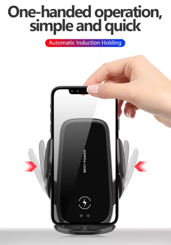 Mobile Stand for Car with Wireless charger, Black (M11L)