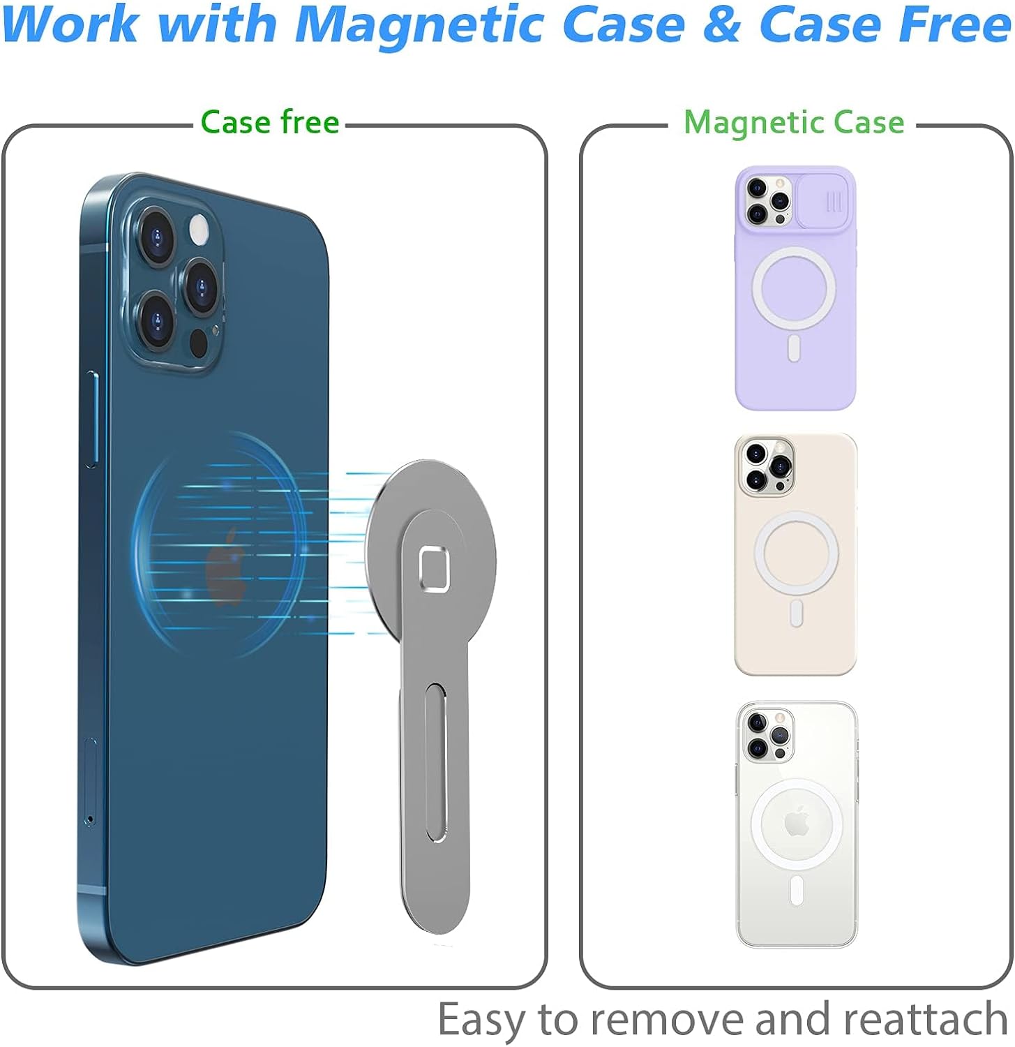 Magnetic Phone Holder for Laptop Designed for Cellphones, Tablets Adjustable Phone Monitor Side Mount, Slim Portable Foldable Computer Expansion Bracket, Blue