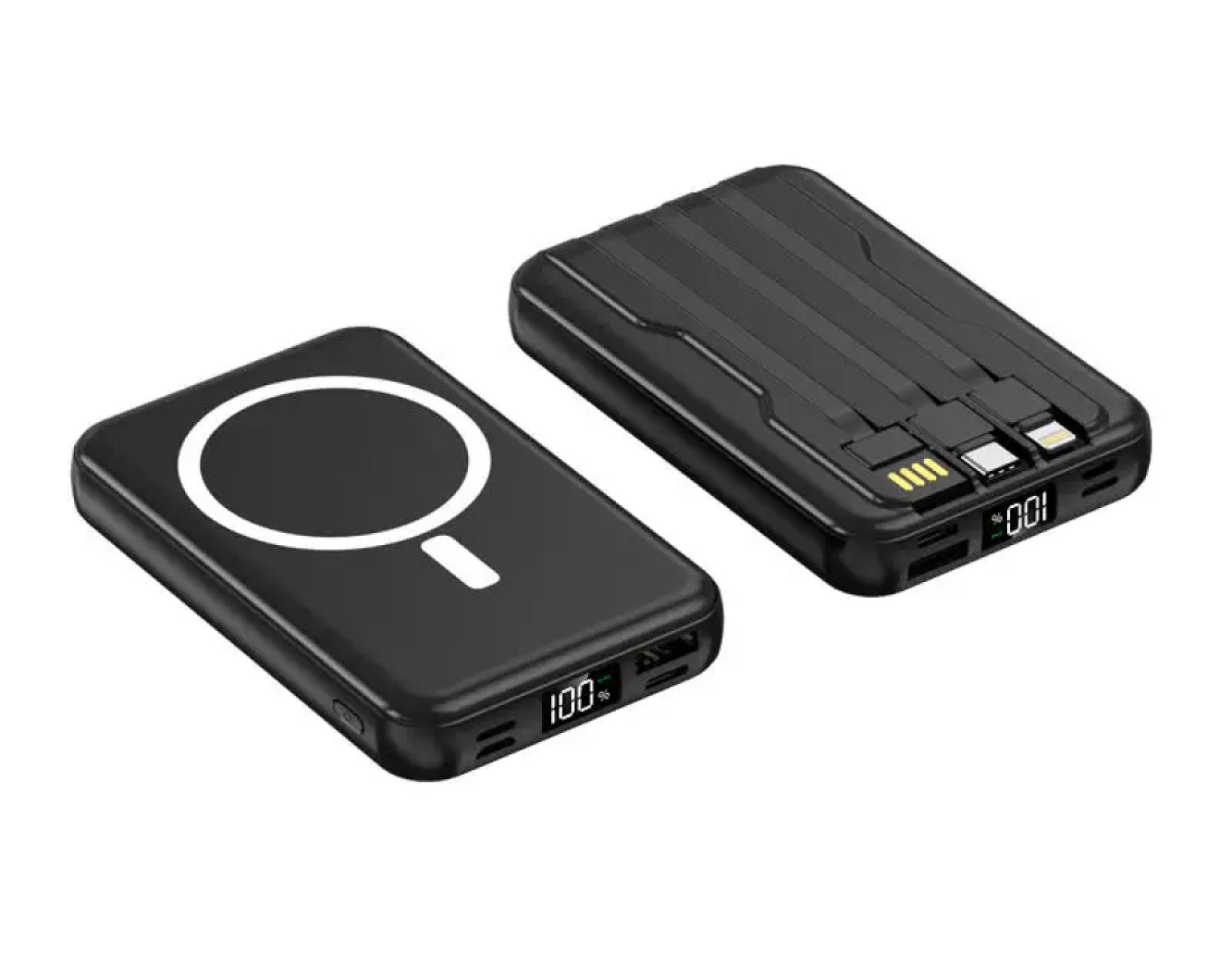 Portable Wireless Charger Powerbank Magnetic Power Bank 10000mAh with Built in Cables