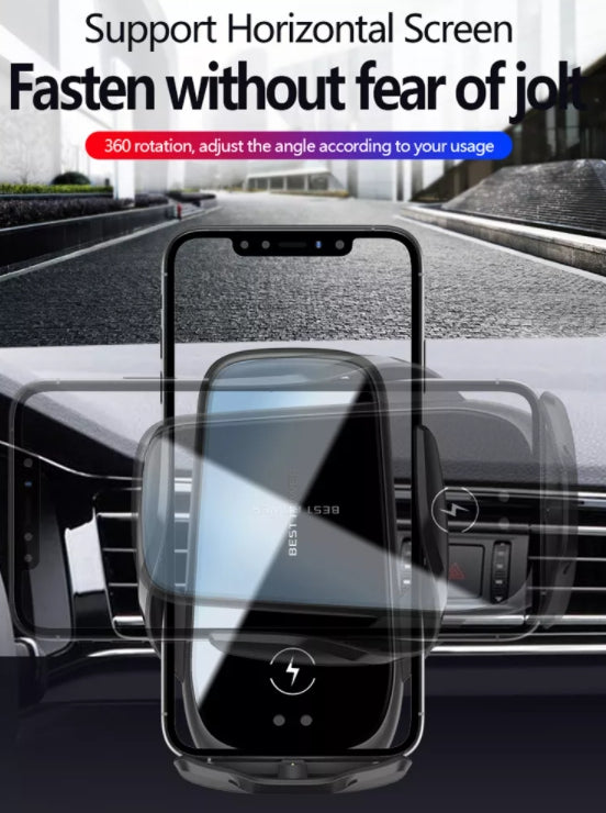 Mobile Stand for Car with Wireless charger, Black (M11L)