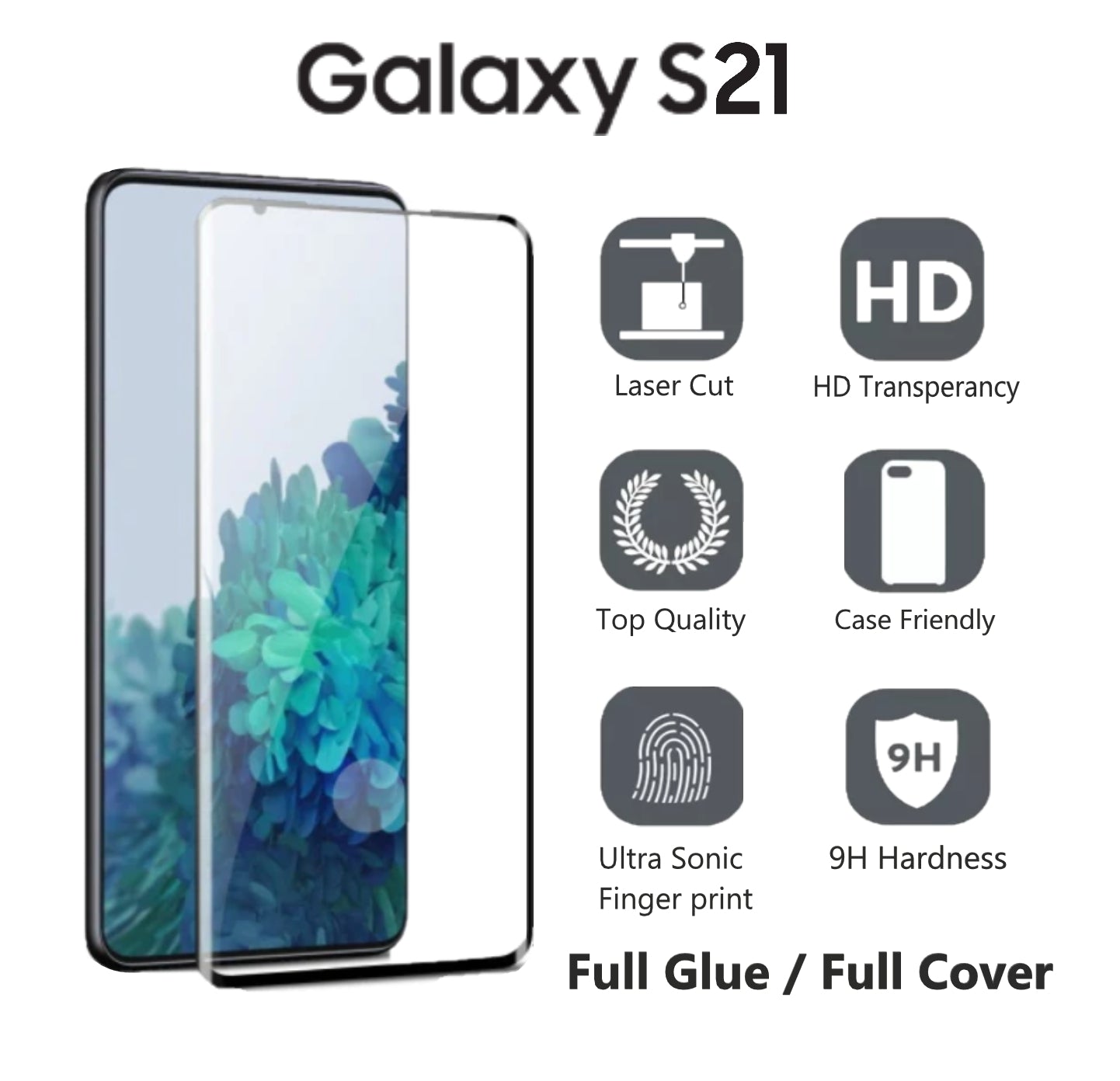 Single Full Glue Samsung S Series Tempered Glass