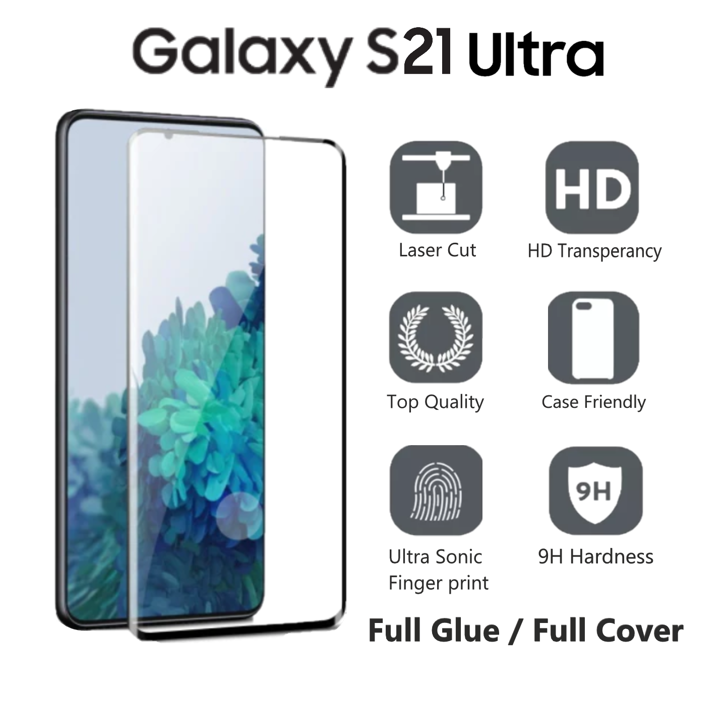 Single Full Glue Samsung S Series Tempered Glass