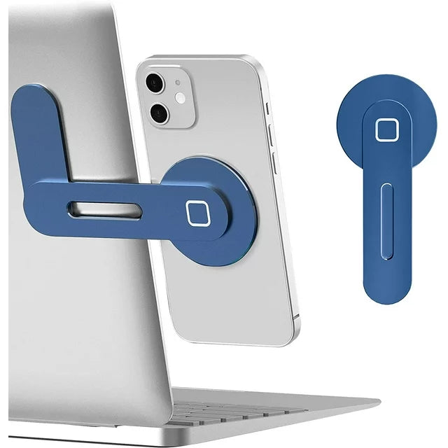 Magnetic Phone Holder for Laptop Designed for Cellphones, Tablets Adjustable Phone Monitor Side Mount, Slim Portable Foldable Computer Expansion Bracket, Blue