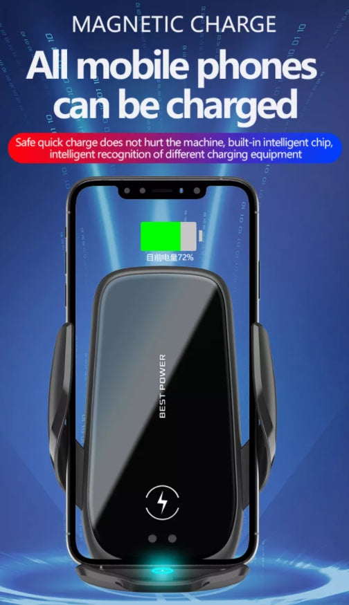 Mobile Stand for Car with Wireless charger, Black (M11L)