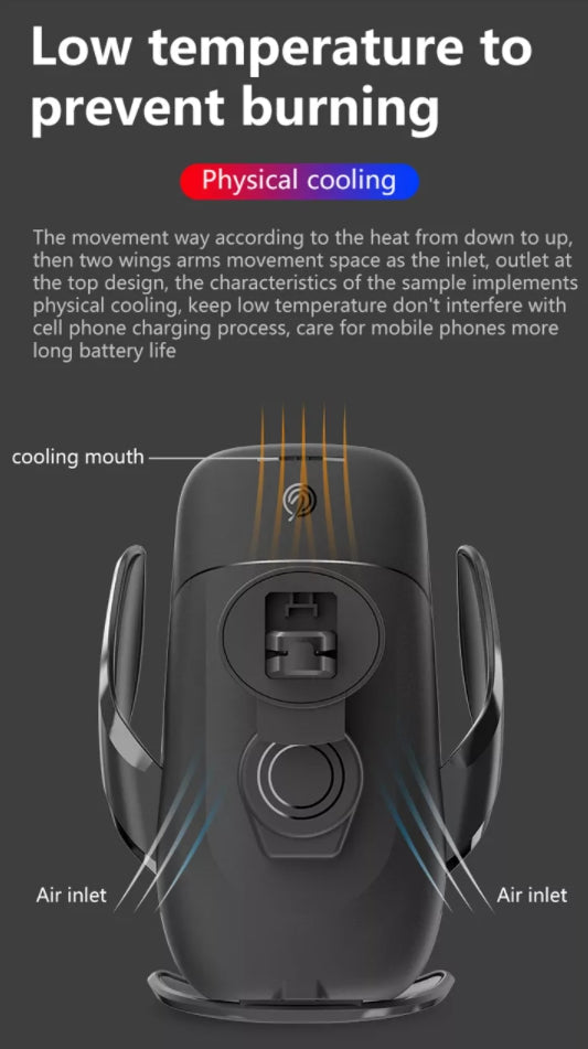 Mobile Stand for Car with Wireless charger, Black (M11L)