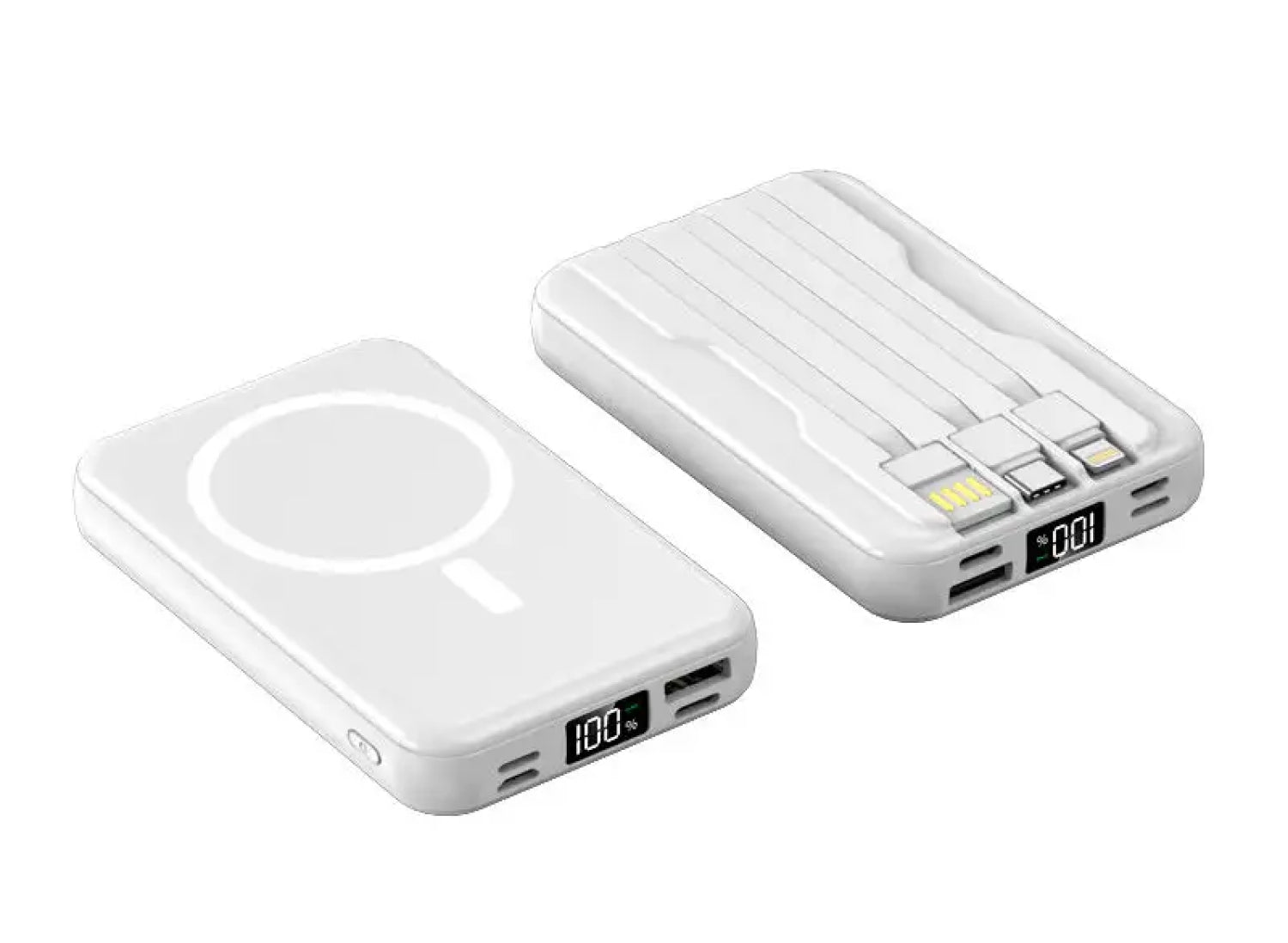 Portable Wireless Charger Powerbank Magnetic Power Bank 10000mAh with Built in Cables