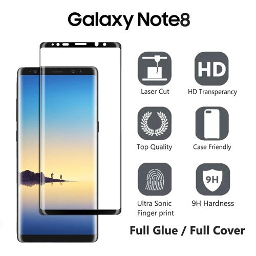 [2 Pack] Tempered Glass for Samsung Note 8 Full Glue Full Covered ( Case Friendly )
