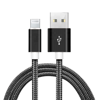 Black, 6 Ft Lightning USB Charging Sync Data Cable With Retail Packing