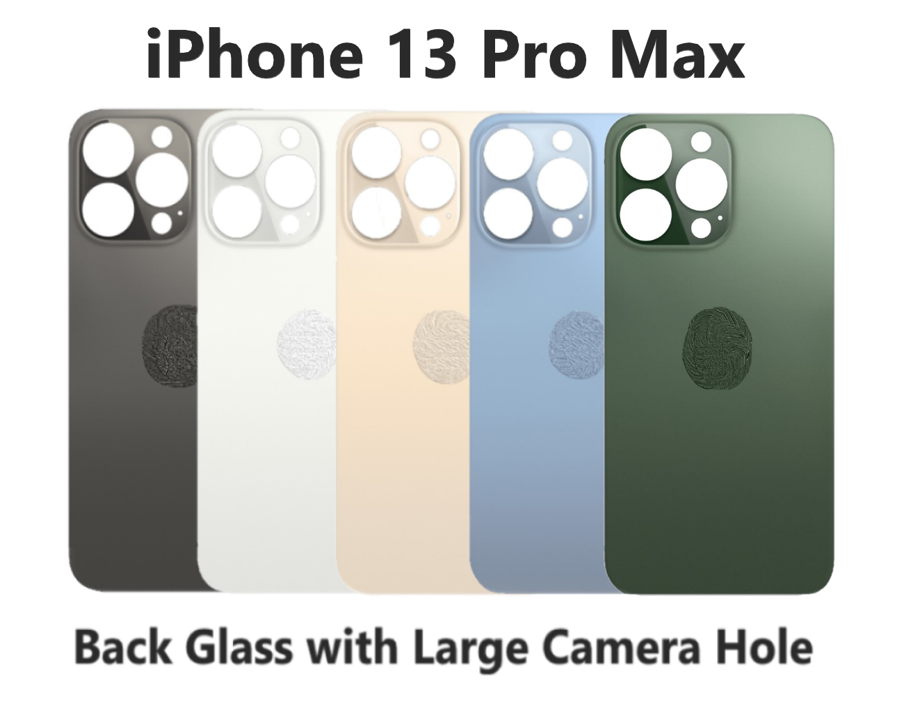 Professional Replacement Back Glass Rear Battery Cover for iPhone 13 Pro Max All Carriers supported (Big Camera Hole)