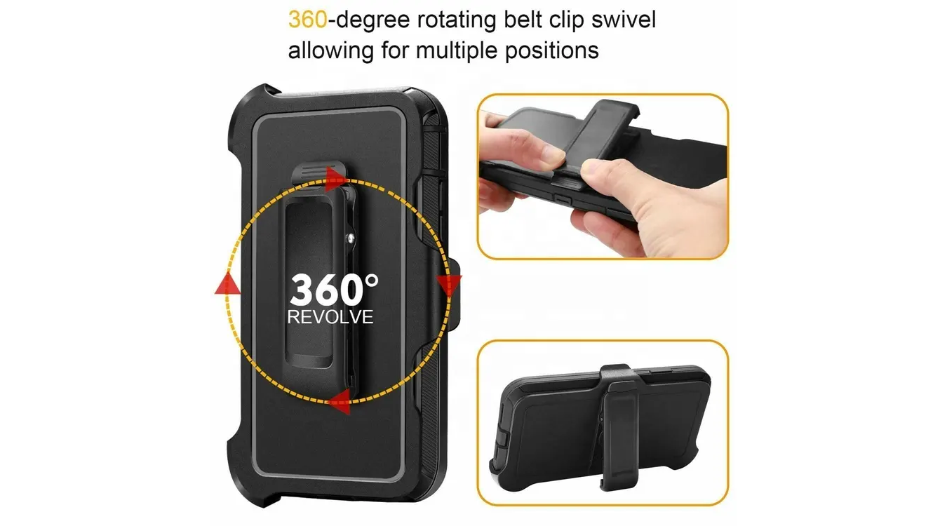 Defender Shock Proof Rubber Phone Case with Holster Heavy Duty Compatible with Apple iPhone 13 Pro