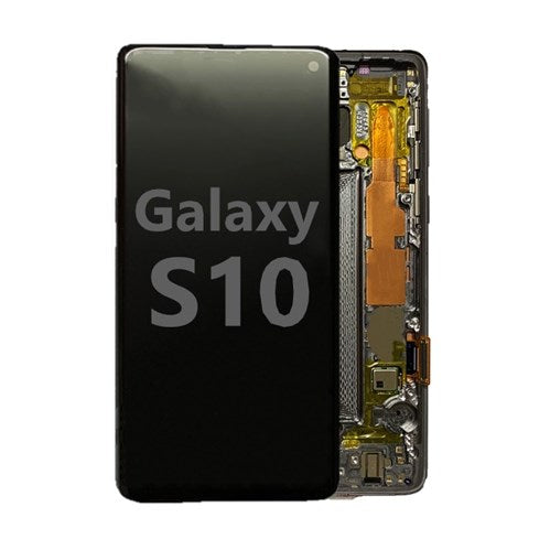 Black, Refurbished OLED Screen & Digitizer Assembly for Samsung Galaxy S10 with Frame