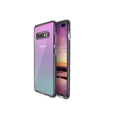 Two Anti Color Clear TPU Cell Phone Case Hybrid Armor Shockproof Cover Soft Case for Samsung S10, Black