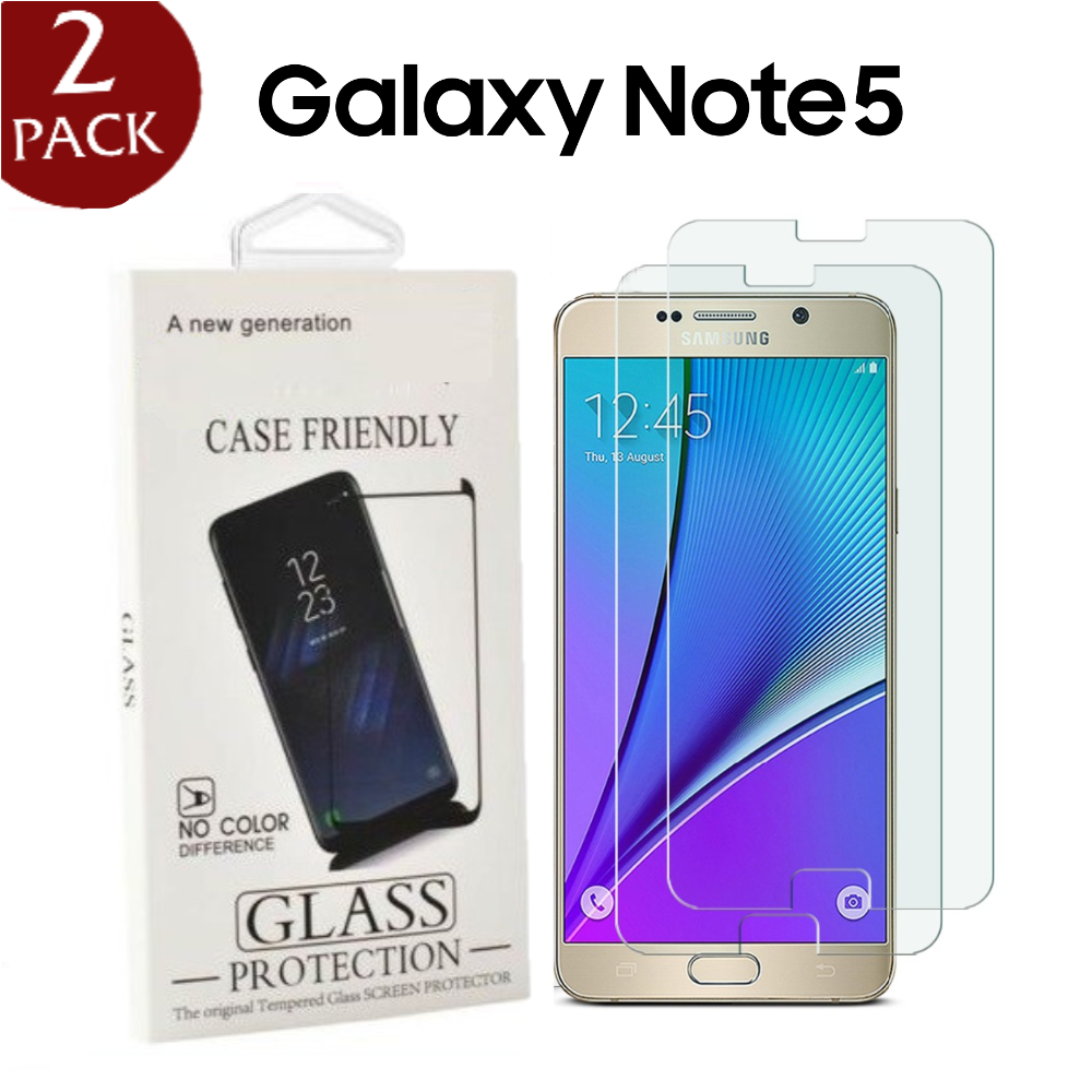 2 Pack Clear Tempered Glass for Galaxy Samsung Note 5