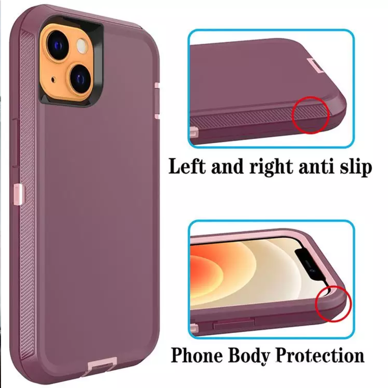 Defender Phone Case Shock Proof Rubber Case with Holster Heavy Duty Compatible with Apple iPhone 14 Plus