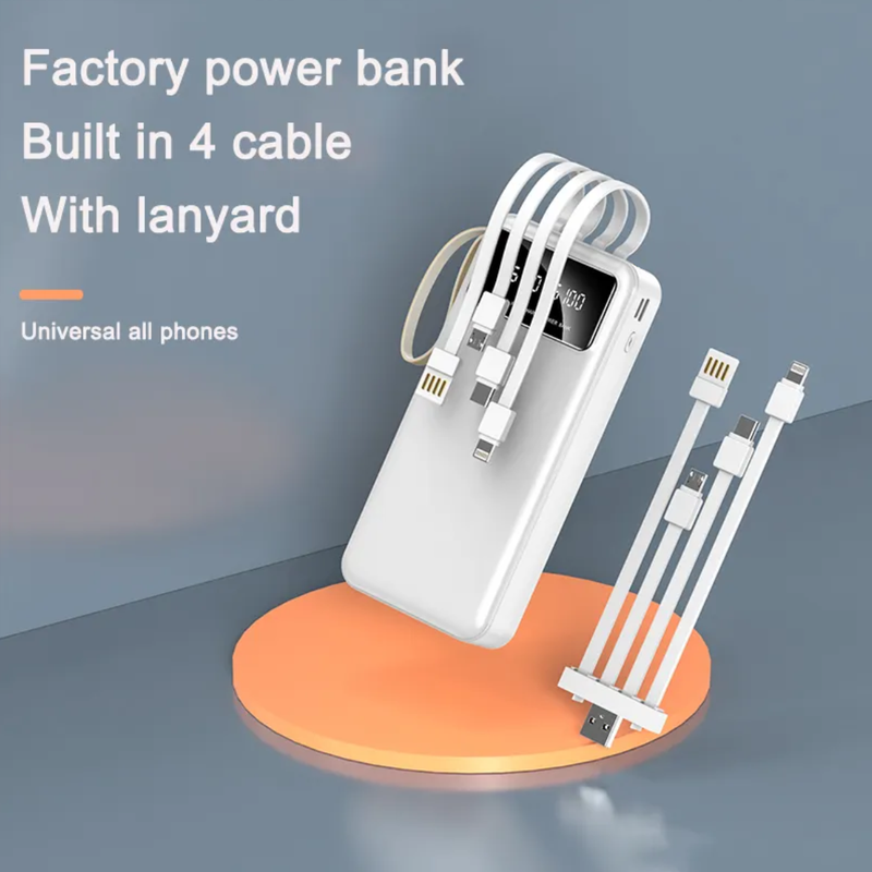 Digital display power bank comes with 4-wire 10000 mAh Capacity (1inch Display)