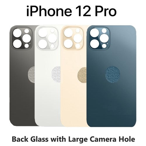 Professional Replacement Back Glass Rear Battery Cover for iPhone 12 Pro All Carriers supported (Big Camera Hole)