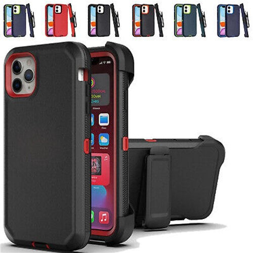 Defender Shock Proof Rubber Phone Case with Holster Heavy Duty Compatible with Apple iPhone 12 Pro Max