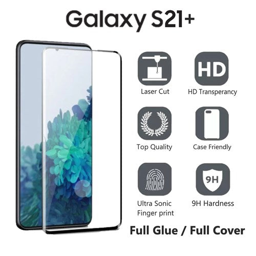 [2 Pack] Samsung S21 Plus Curved Tempered Glass Full Glue Full Covered ( Case Friendly )