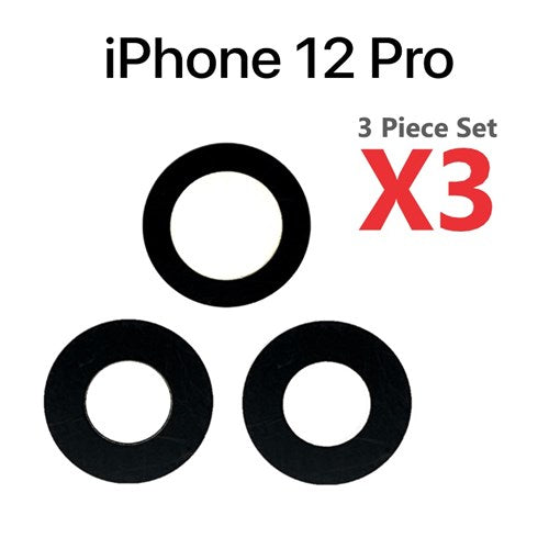 Rear Camera Lens with Adhesive for iPhone 12 Pro (Glass Only) ( 3pcs Set ) 3 Pack