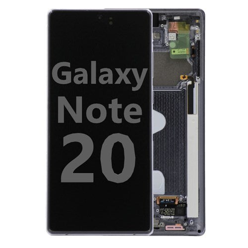 Black, Refurbished OLED Screen & Digitizer Assembly W/Frame for Samsung Galaxy Note 20
