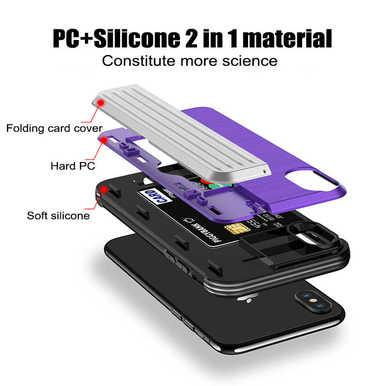 Shield Case For IPhone XR Cover Card Holder Hard PC Soft Silicone Fitted Cases, Red