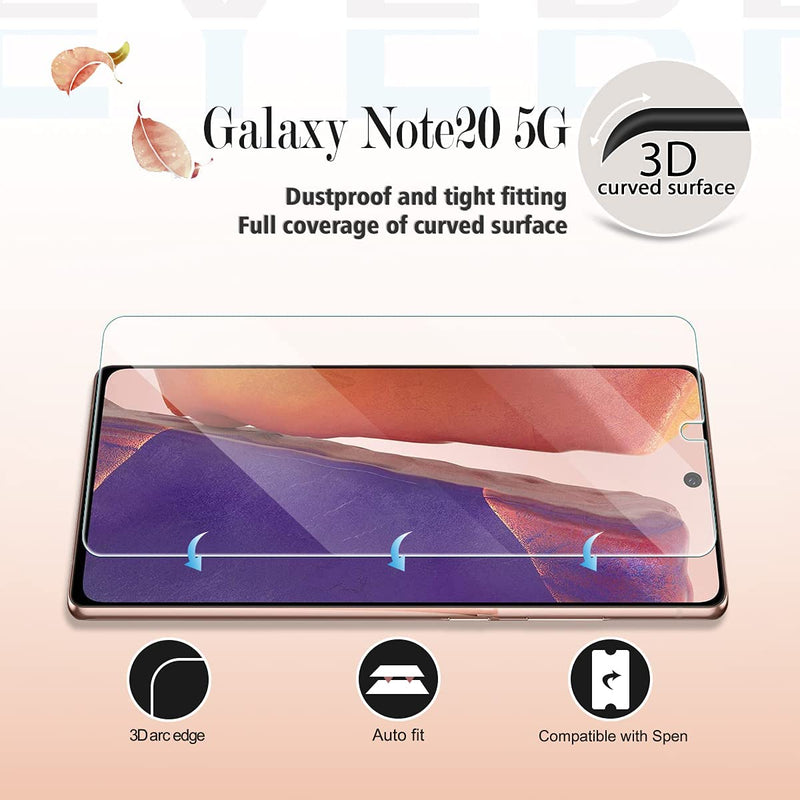 [2 Pack] Clear Double layer Curved Tempered Glass for Samsung Note 20 Case Friendly Edge 9H Premium Tempered Glass [Bubble Free]