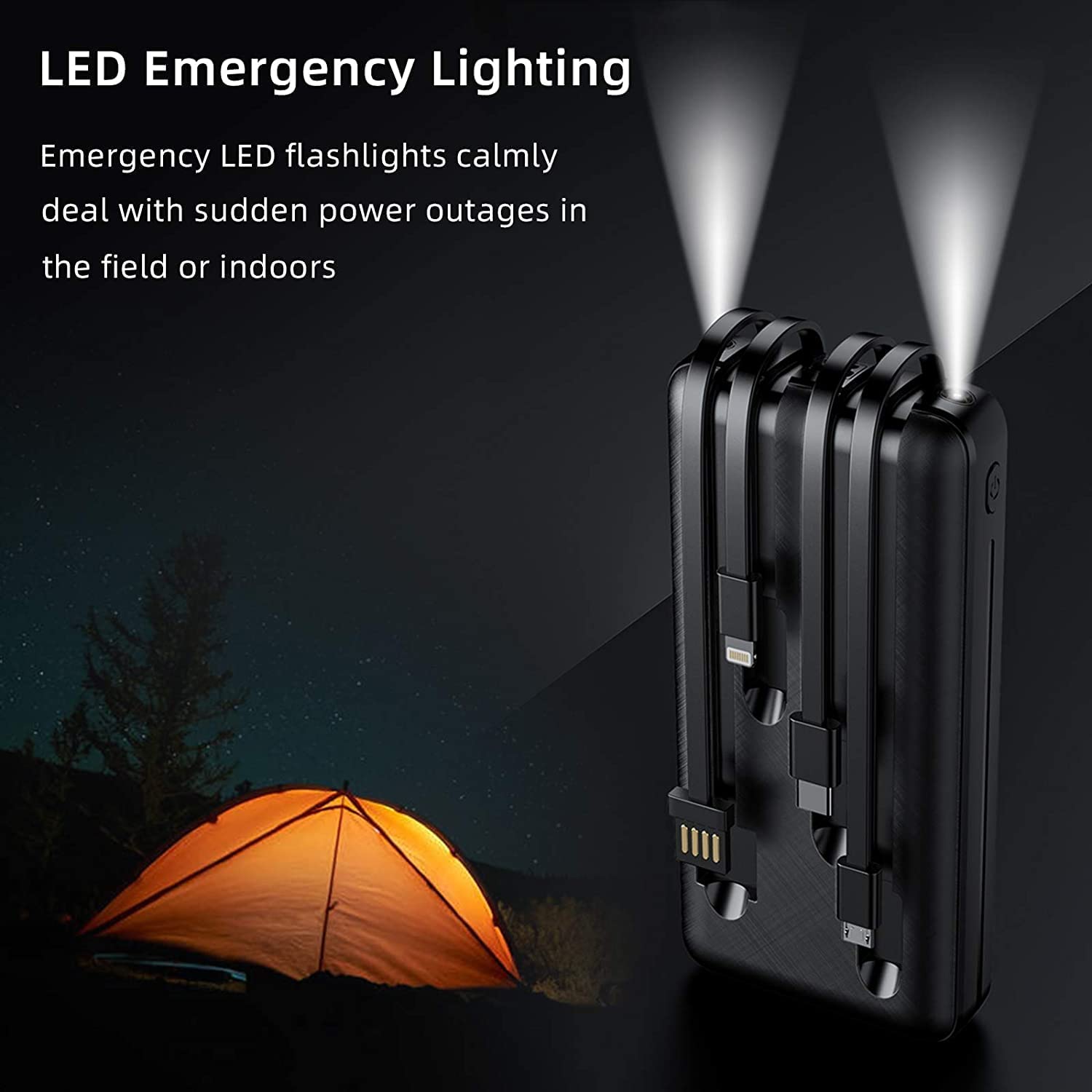 Digital display power bank comes with 4-wire 10000 mAh Capacity