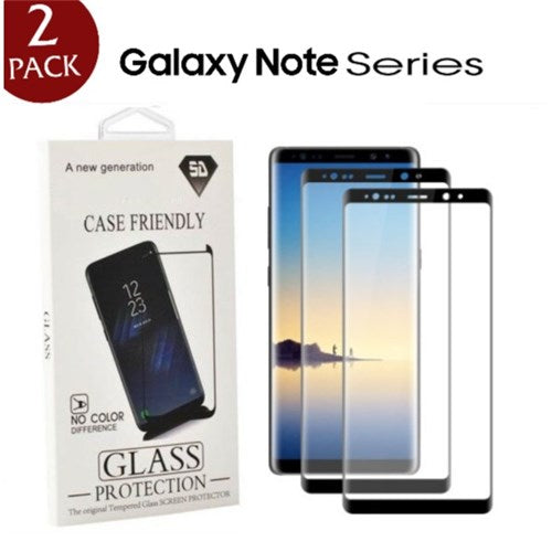 [2 Pack] Edge Glue Full Covered Tempered Glass Compatible with Samsung Note Series ( Case Friendly )