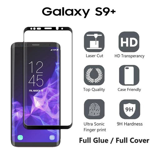 [2 Pack] Samsung S9 Plus Curved Tempered Glass Full Glue Full Covered ( Case Friendly )