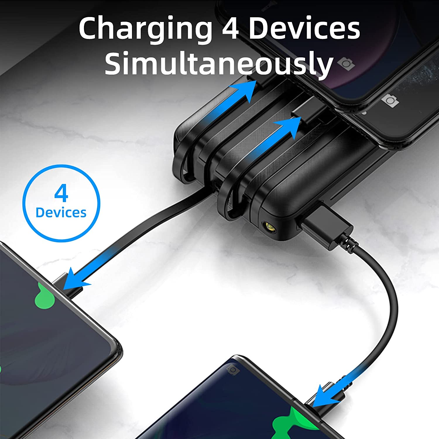 Digital display power bank comes with 4-wire 10000 mAh Capacity