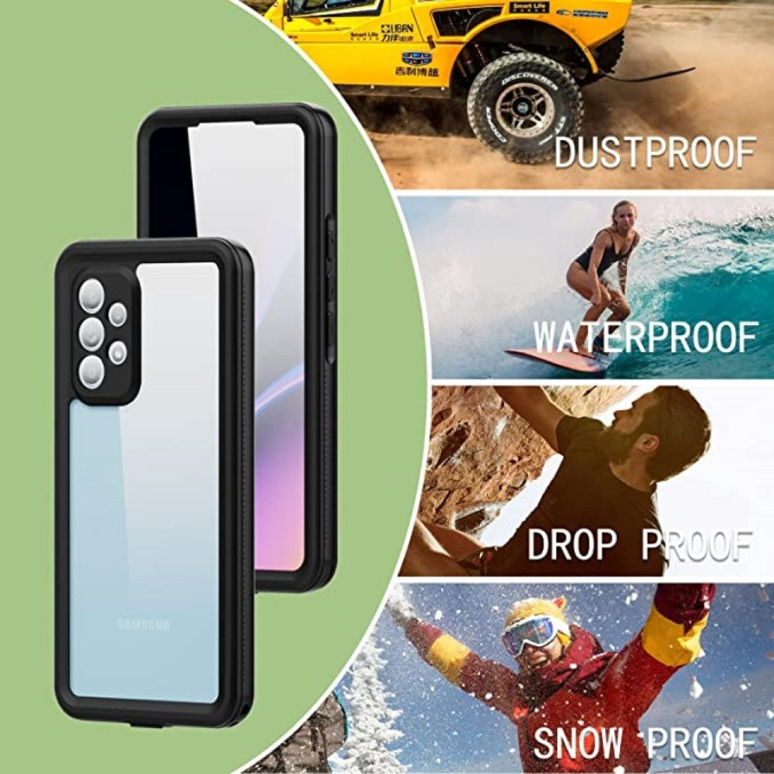 ( Black ) Waterproof Slim Life Proof Case for Samsung S22 Plus Built-in Screen Protector Shockproof Dustproof Heavy Duty Full Body Protective Case
