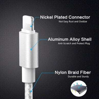 Blue, 6 Ft Lightning USB Charging Sync Data Cable With Retail Packing