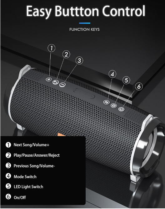 TG 192 Bluetooth Speaker with LED Lights High Bass Sound