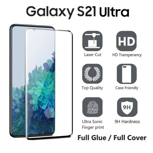 [2 Pack] Samsung S21 Ultra Curved Tempered Glass Full Glue Full Covered ( Case Friendly )