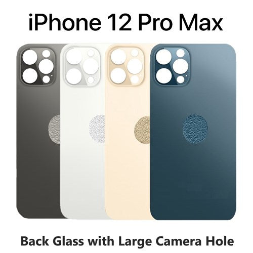 Professional Replacement Back Glass Rear Battery Cover for iPhone 12 Pro Max All Carriers supported (Big Camera Hole)