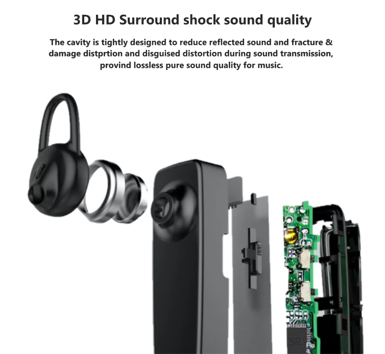 CSR Wireless Earbuds Hands-Free Stereo Earphones Sports Long Standby Noise Cancelling Headset