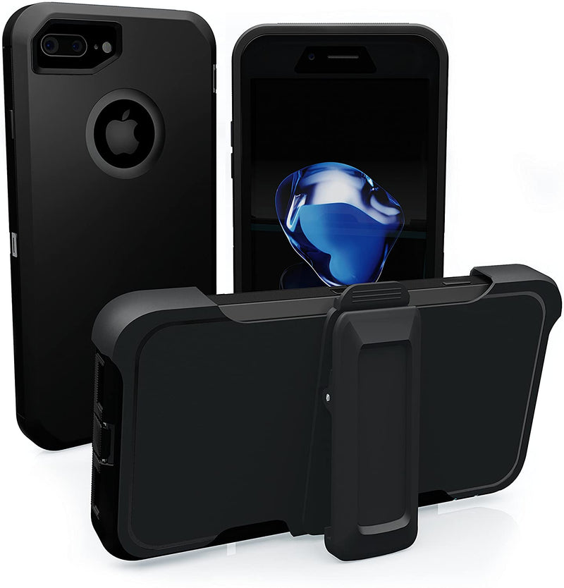 Defender Phone Case Shock Proof Rubber Case with Holster Heavy Duty Compatible with Apple iPhone 7 Plus/ Apple iPhone 8 Plus