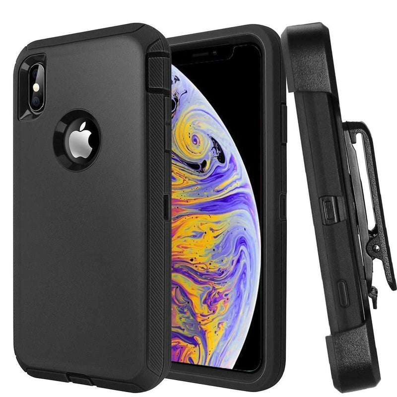 Defender Shock Proof Rubber Phone Case with Holster Heavy Duty Compatible with Apple iPhone XS Max