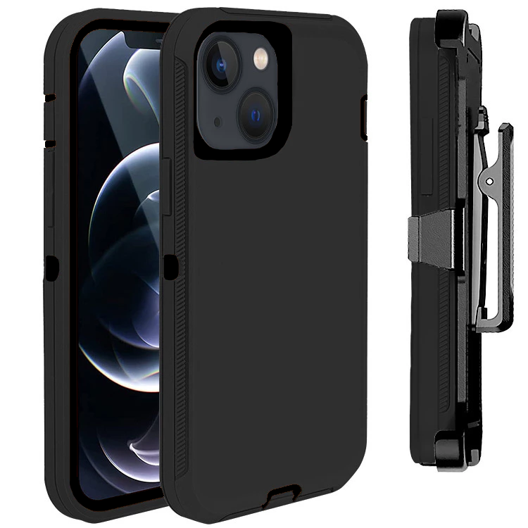 Defender Phone Case Shock Proof Rubber Case with Holster Heavy Duty Compatible with Apple iPhone 13