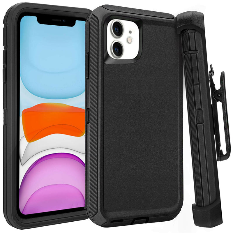 Defender Phone Case Shock Proof Rubber Case with Holster Heavy Duty Compatible with Apple iPhone 11