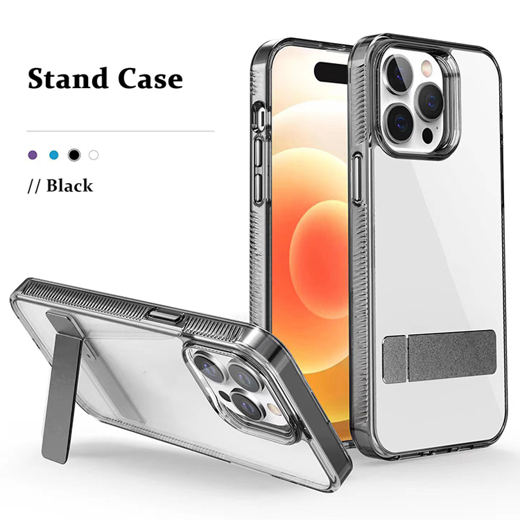 Transparent clear shockproof case cover with stander for Iphone 15