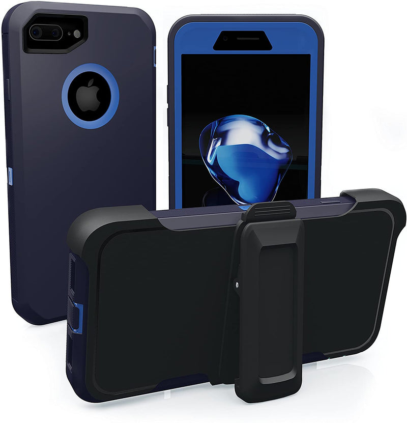 Defender Phone Case Shock Proof Rubber Case with Holster Heavy Duty Compatible with Apple iPhone 7 Plus/ Apple iPhone 8 Plus