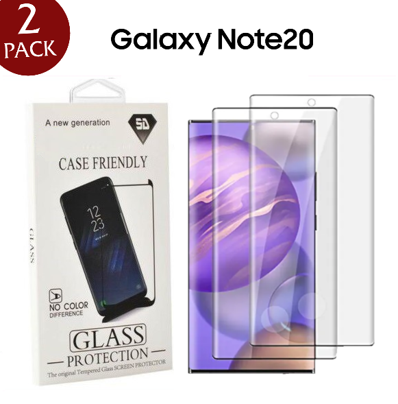 [2 Pack] Edge Glue Full Covered Tempered Glass Compatible with Samsung Note Series ( Case Friendly )